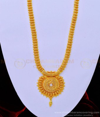 HRM669 - New Trendy White Stone Dollar Net Design Haram 1 Gram Gold Covering Jewellery