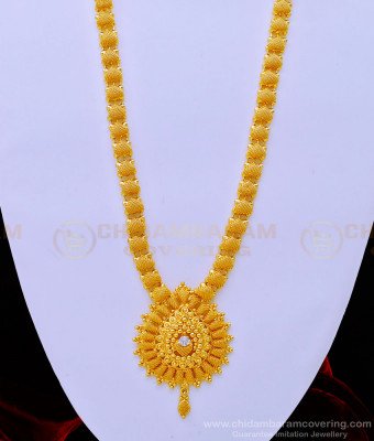 HRM670 - Simple Gold Haram Design White Stone Jewellery Gold Plated Haram Online