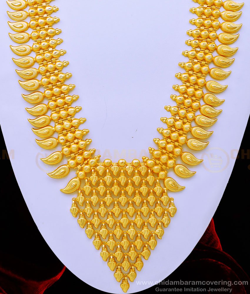 HRM679 - Buy Real Gold Design Bridal Haram Gold Plated Matt Finish Kerala Haram for Wedding