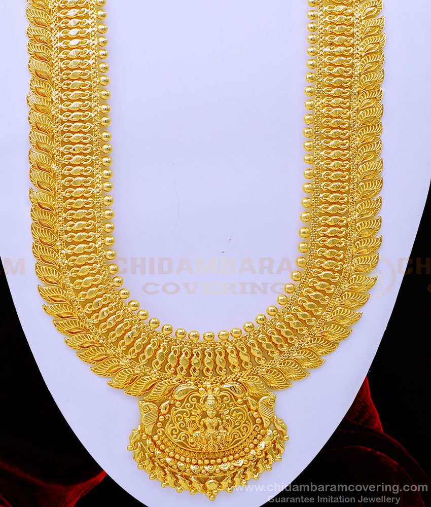 HRM681 - Grand Look Stunning Gold Broad Heavy Lakshmi Haram Kerala Wedding Jewellery 