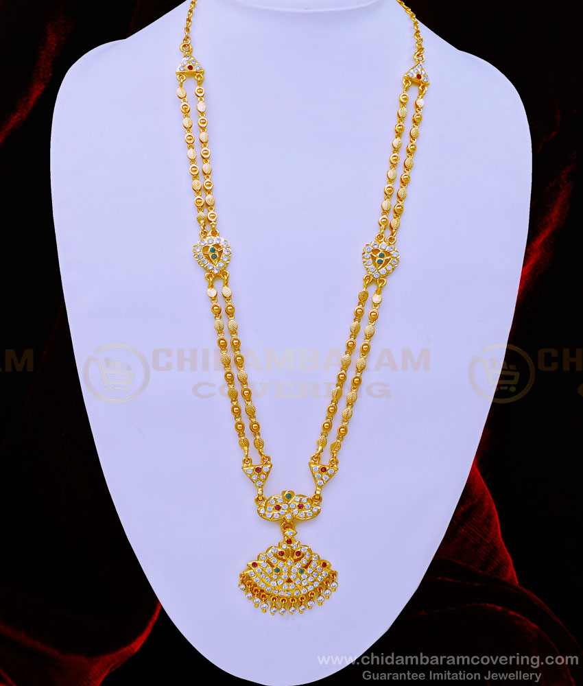 HRM682 - One Gram Gold Impon Stone Haram Double Swan Dollar Haram for Women