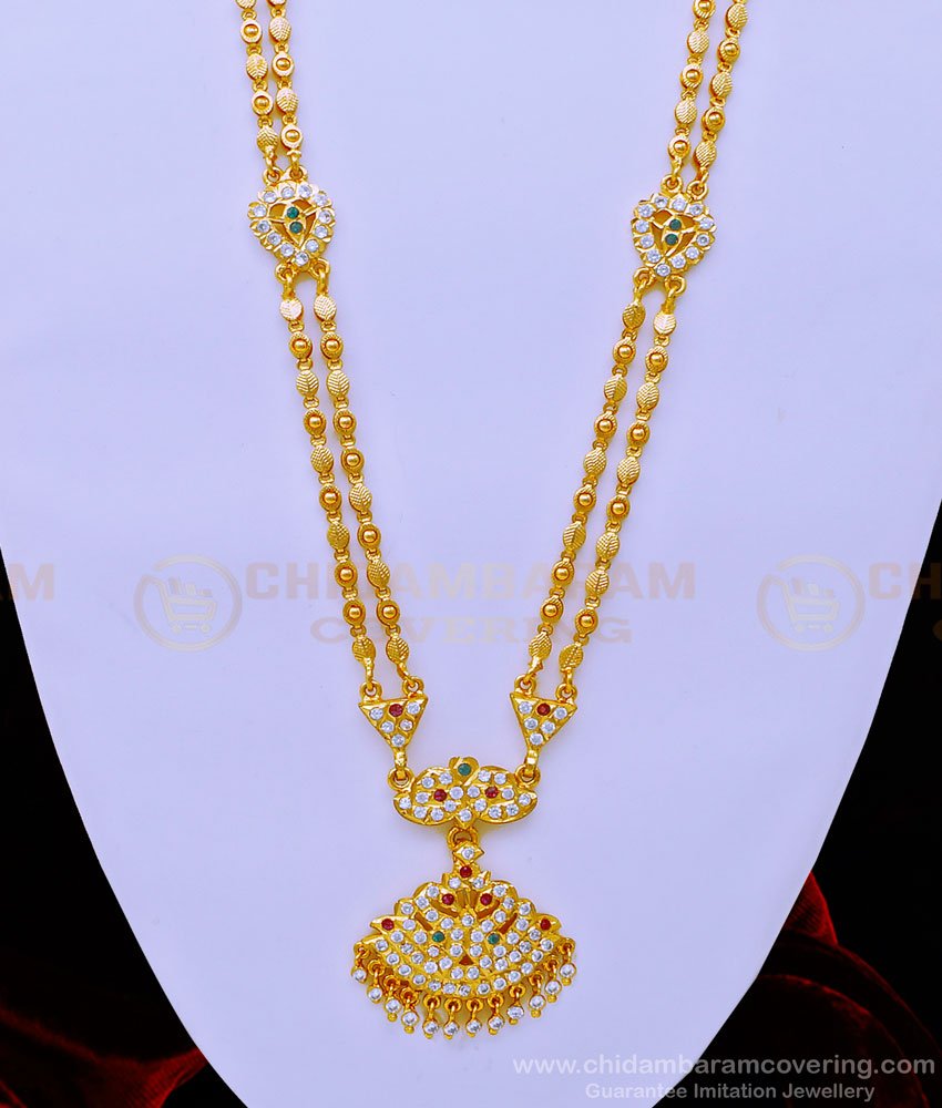 HRM682 - One Gram Gold Impon Stone Haram Double Swan Dollar Haram for Women