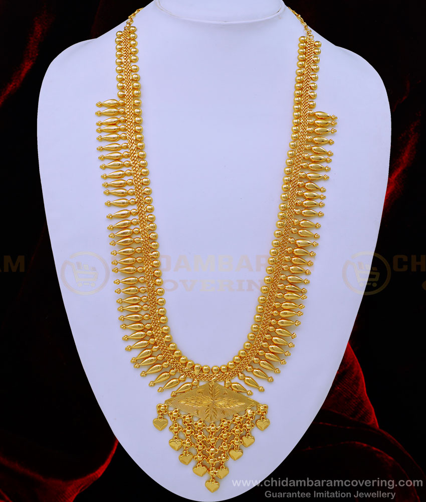 HRM684 - Kerala Jewellery Bridal Wear Latest Mullapoo Malai Gold Haram Design for Women