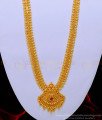 HRM695 - Beautiful Mango Design Ruby Stone One Gram Gold Long Haram Design