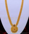 HRM696 - Latest Mullapoo Design Ruby Emerald Stone Wedding Long Haram 