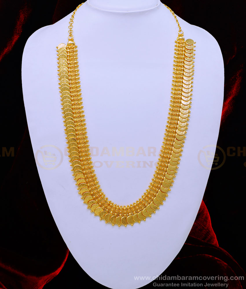 HRM699 - Traditional Lakshmi Kasu Mala Gold Plated Lakshmi Haram for Wedding