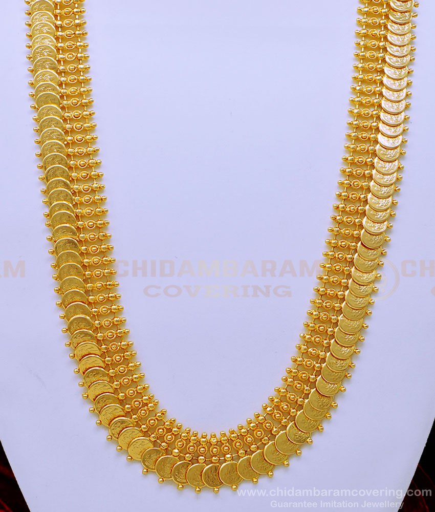 HRM699 - Traditional Lakshmi Kasu Mala Gold Plated Lakshmi Haram for Wedding