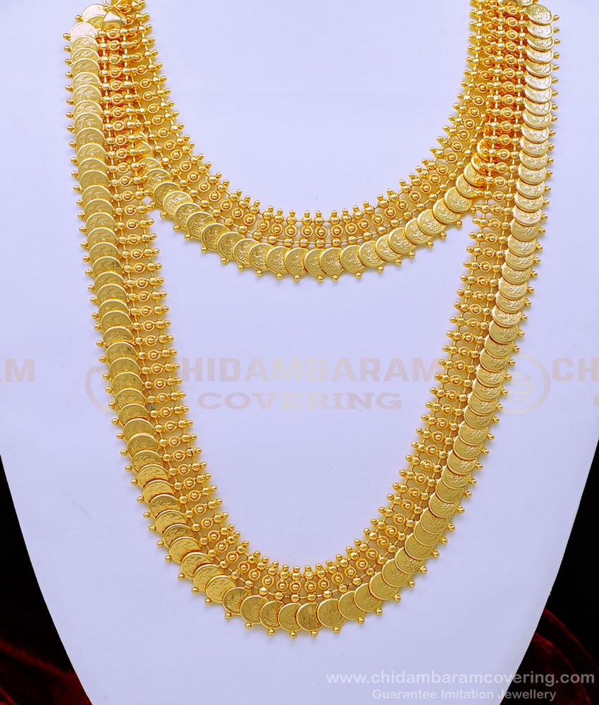 HRM705 - South Indian Traditional Lakshmi Kasu Mala with Necklace Combo Set for Wedding 