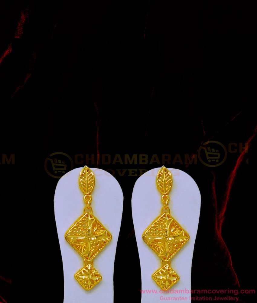 HRM735 - Dubai Gold Jewellery Design 1 Gram Gold Plain Haram with Earrings for Wedding 