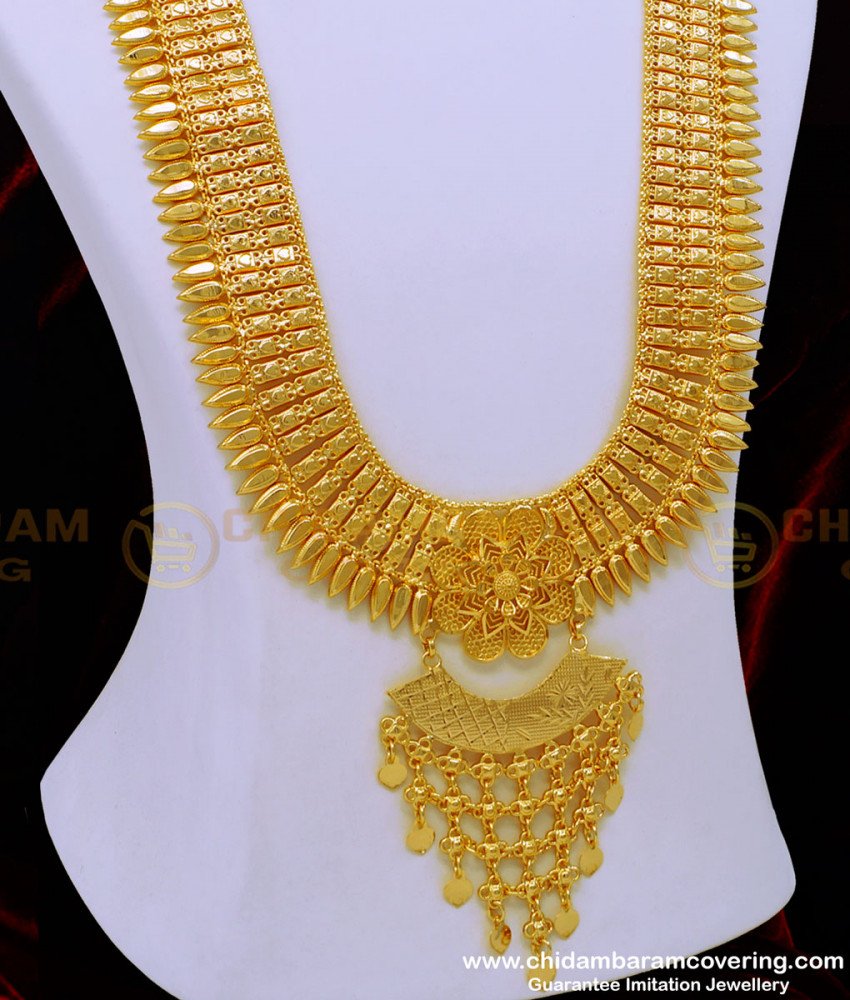 HRM751 - Grand Look Stunning Gold 1 Gram Gold Broad Kerala Haram Wedding Jewellery