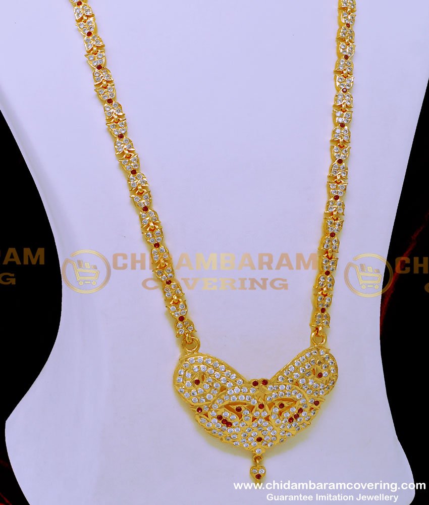 HRM761 - Impon White and Ruby Stone Haram Five Metal Jewellery Online Shopping
