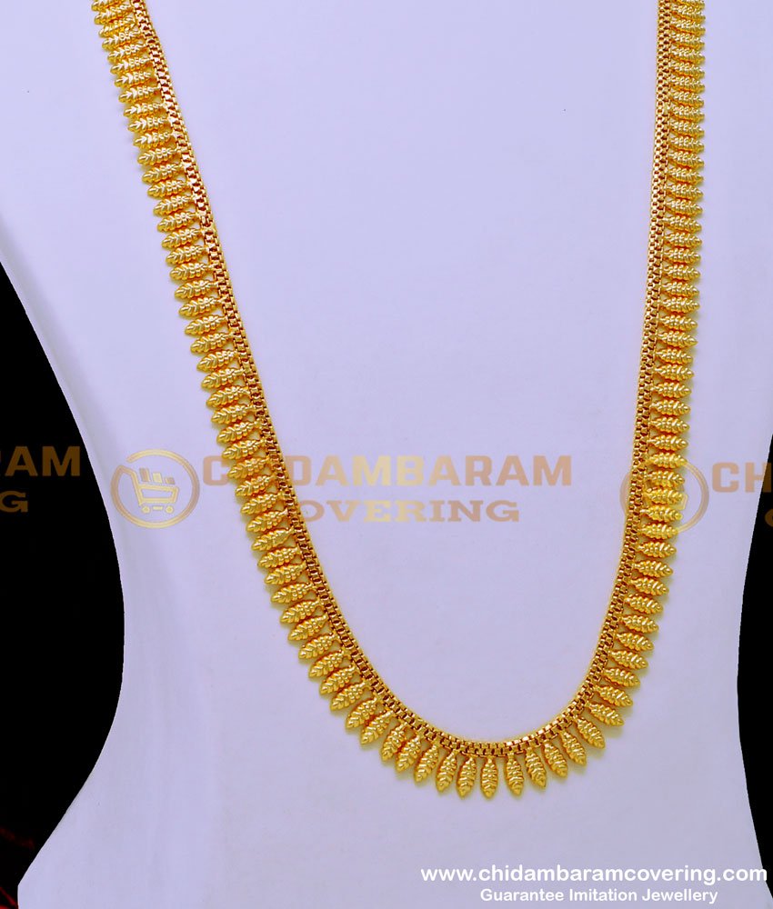 HRM765 - Simple Light Weight Leaf Design Long Haram Designs Gold Plated Jewellery 
