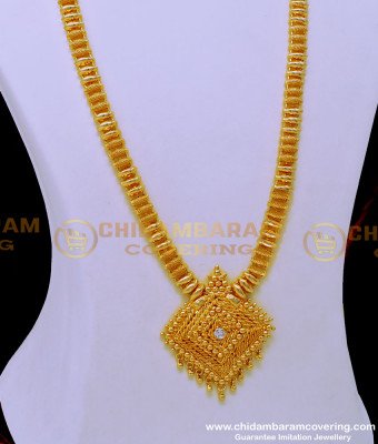 HRM767 - Beautiful Net Pattern White Stone Haram South Indian Imitation Jewellery 