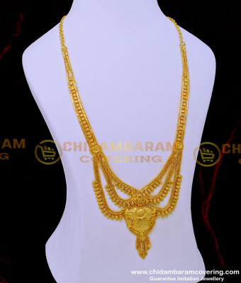 HRM771 - Gold Model Bridal Wear Forming Gold Three Line Haram Designs 