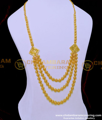 HRM784 - One Gram Gold Light Weight Simple 3 Line Haram for Ladies  
