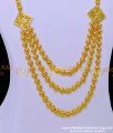 HRM784 - One Gram Gold Light Weight Simple 3 Line Haram for Ladies  