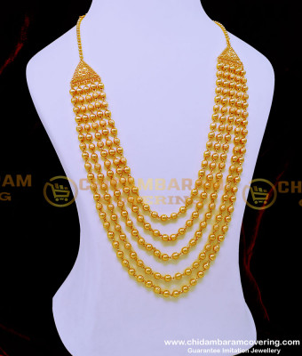 HRM786 - Beautiful Gold Plated Gold Beads Layered Haram Gundla Mala Designs
