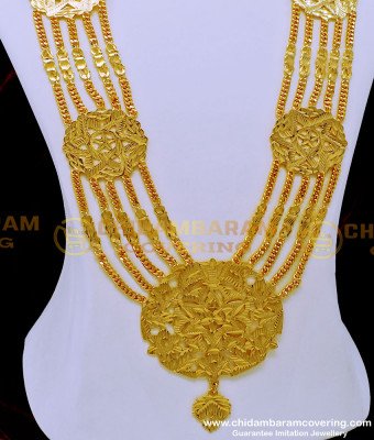 HRM796 - Traditional 5 Line Gold Governor Malai Designs for Wedding 