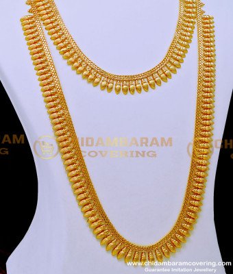 HRM800 - Kerala Jewelry Gold Haram Designs with Necklace Set