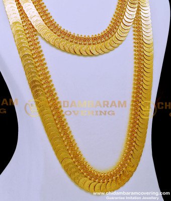 HRM803 - 1 Gram Gold Plated Lakshmi Kasu Malai Designs for Wedding 