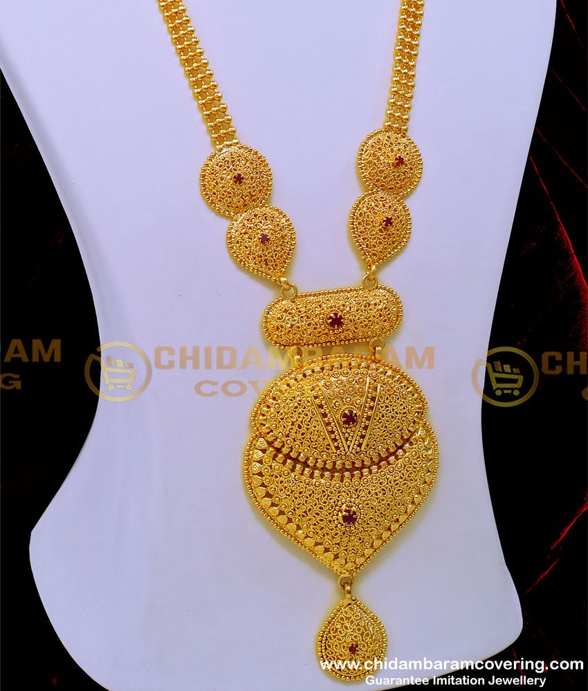 HRM817 - Grand Look Ruby Stone Gold Pattern Heavy Long Haram Online