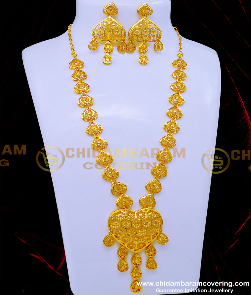 HRM825 - Real Gold Design Dubai Mini Haram with Earrings Online