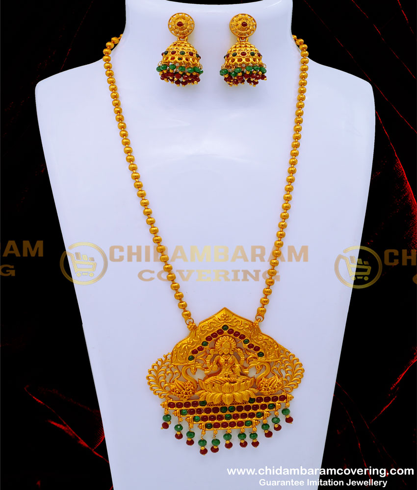 HRM829 - Latest Kemp Stone Lakshmi Design Temple Jewellery Online