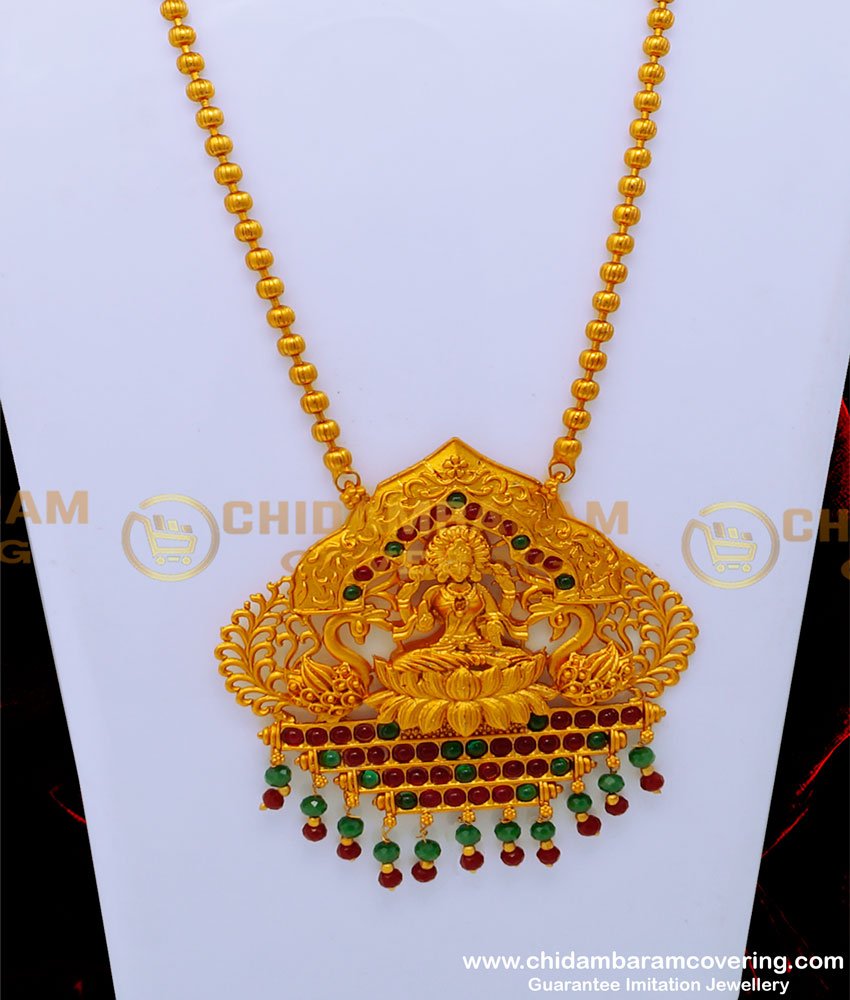 HRM829 - Latest Kemp Stone Lakshmi Design Temple Jewellery Online