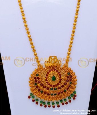 HRM830 - Best Quality Big Kemp Stone Dollar Temple Jewellery Set Online