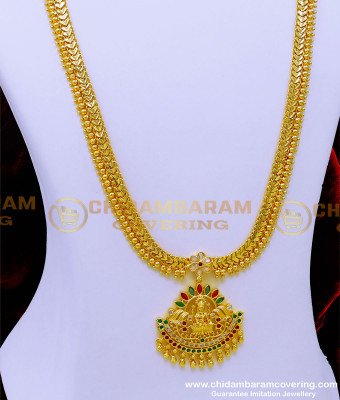HRM849 - New Model Gold Design Lakshmi Stone Haram Design for Wedding 