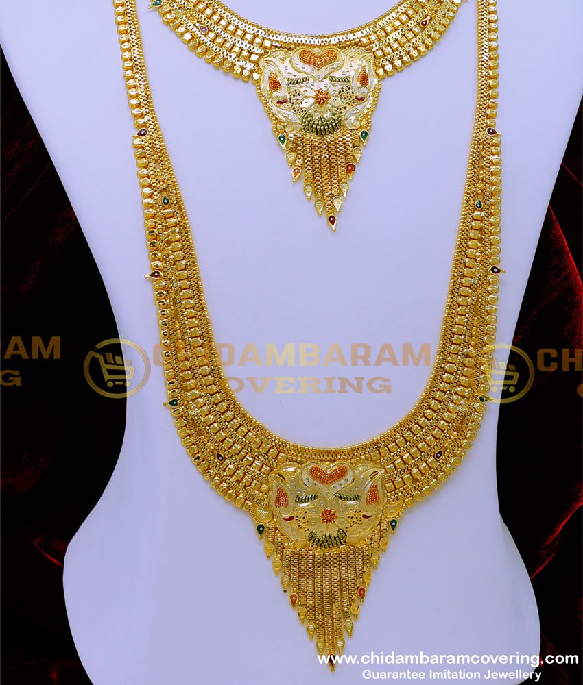 HRM858 - Gold Look Enamel Haram Set 2 Gram Forming Gold Jewellery Online