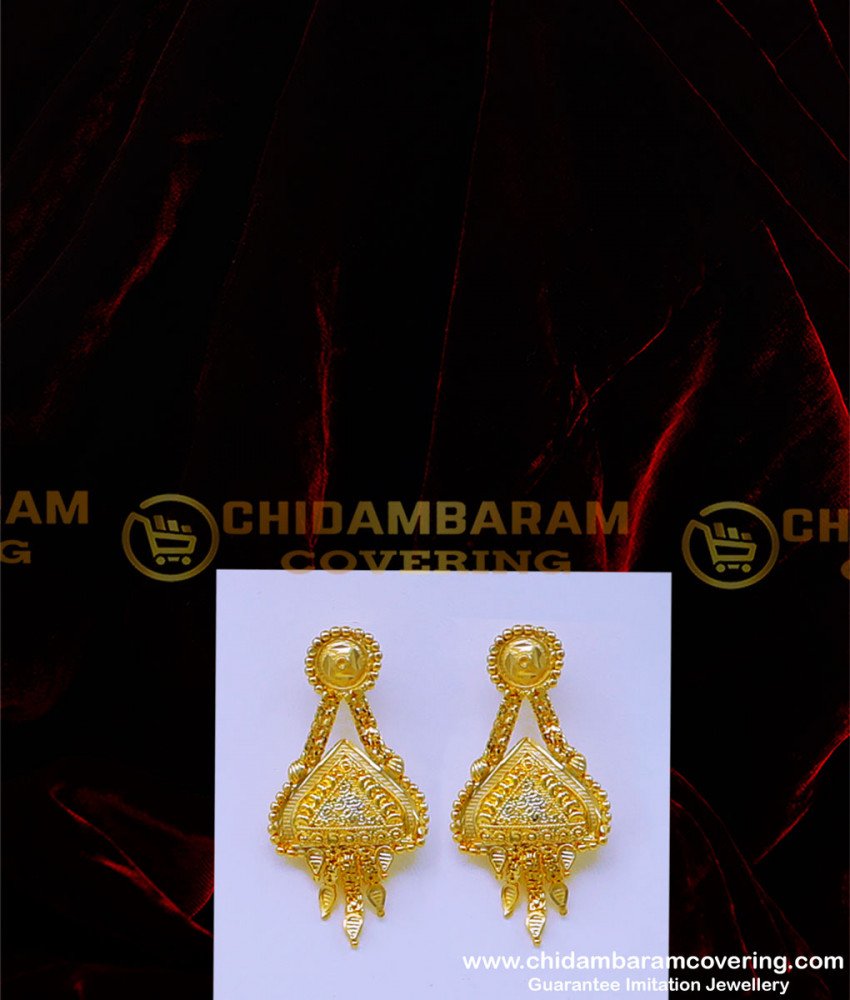 HRM860 - 2 Gram Gold 4 Line Forming Gold Haram with Earrings Set