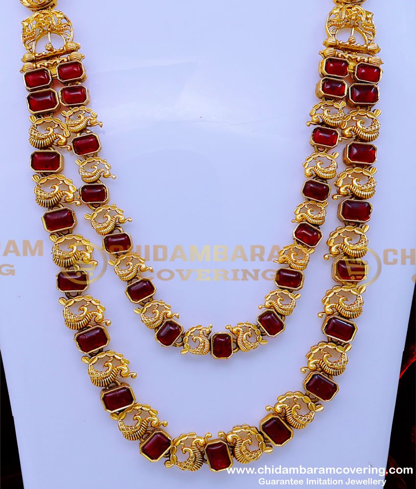 HRM879 - Modern Peacock Design Kemp Stone Antique Jewellery Set
