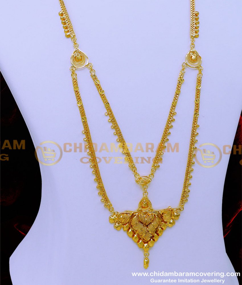 HRM881 - Gold Plated Jewellery Simple 2 Line Gold Haram Designs 