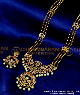 HRM916 - Beautiful Ad Stone Long Haram Antique Jewellery Bridal Set