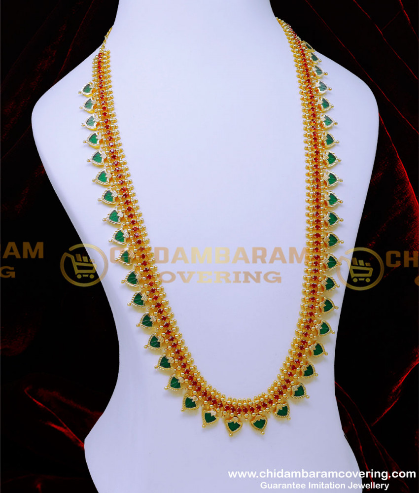 HRM927 - Attractive Ruby Stone Palakka Mala U Shape Haram Online