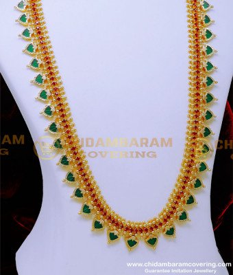HRM927 - Attractive Ruby Stone Palakka Mala U Shape Haram Online