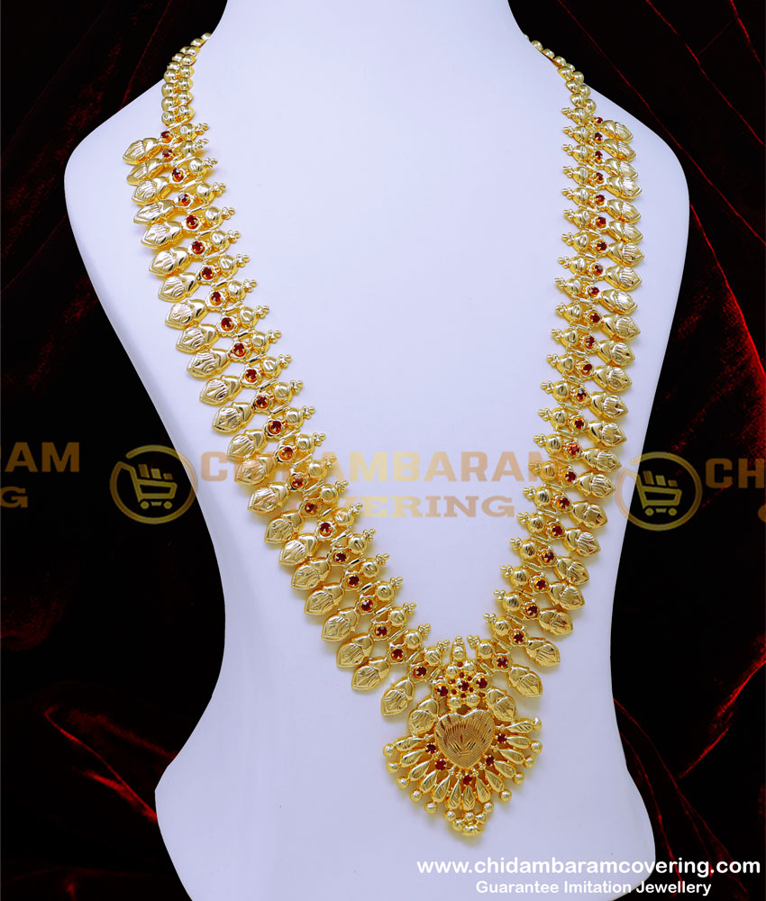 HRM933 - Latest Stone Haram Design Kerala Traditional Jewellery