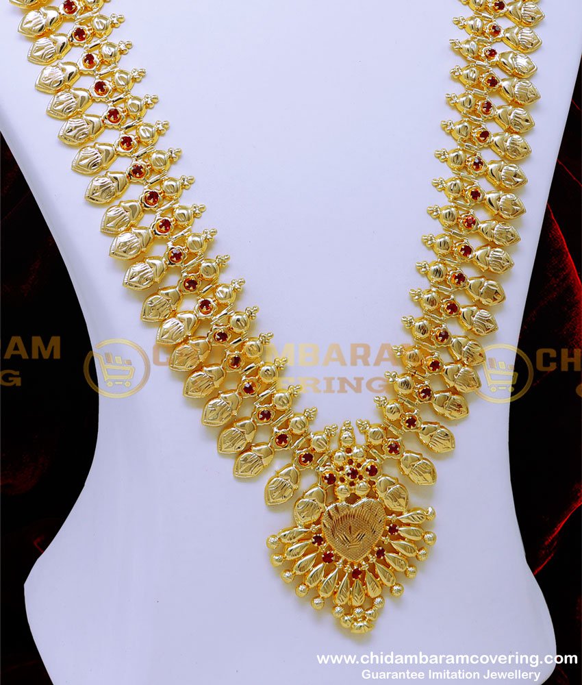 HRM933 - Latest Stone Haram Design Kerala Traditional Jewellery
