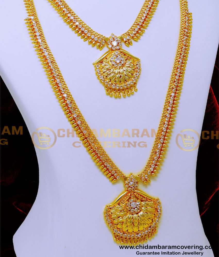 HRM938 - Latest Collections Wedding Jewellery White Stone Haram Set