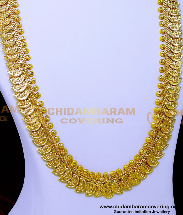HRM977 - Latest Mango Design Lakshmi Coin Kasu Malai Haram Gold