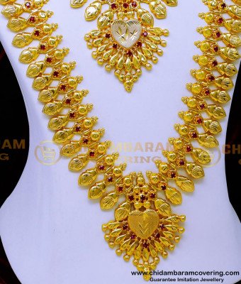 HRM983 - Latest Haram Kerala Jewellery Set Gold Design for Wedding