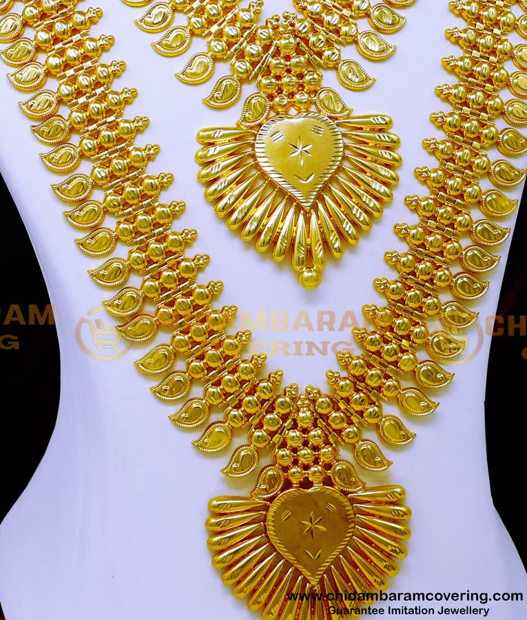 HRM985 - Kerala Jewellery Long Mango Haram Designs with Necklace