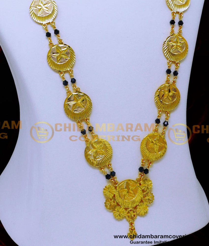 HRM988 - Islamic Jewellery Black Crystal Galsar Chain for Wedding