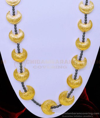 HRM674 - Real Gold Galsar Design First Quality Gold Plated Crescent Shape Black Crystal Beads Islamic Online