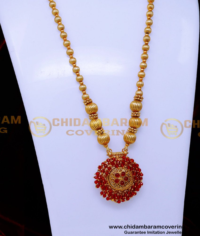 HRM1033 - Beautiful Pink Beads Pendant Antique Jewellery Artificial