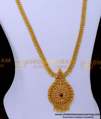 HRM1042 - South Indian Wedding Jewellery Long Stone Haram Design