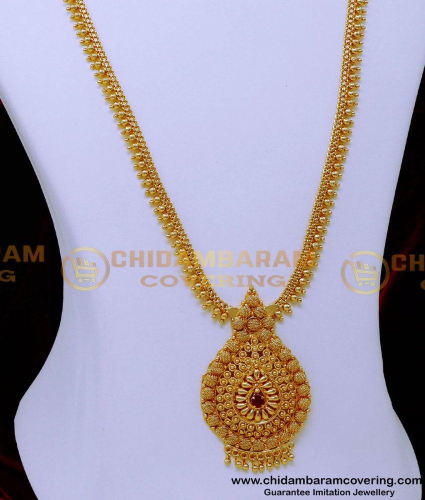 HRM1042 - South Indian Wedding Jewellery Long Stone Haram Design