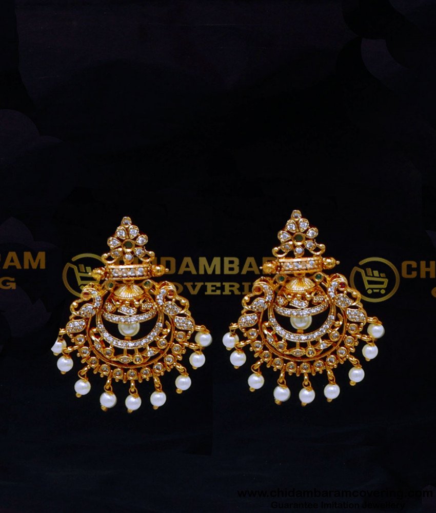 HRM1045 - Latest White Stone Pearl Haram South Indian Jewellery