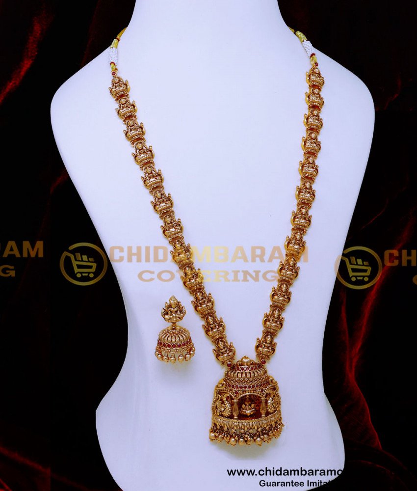 HRM1051 – First Quality Heavy Haram Antique Gold Bridal Jewellery Set